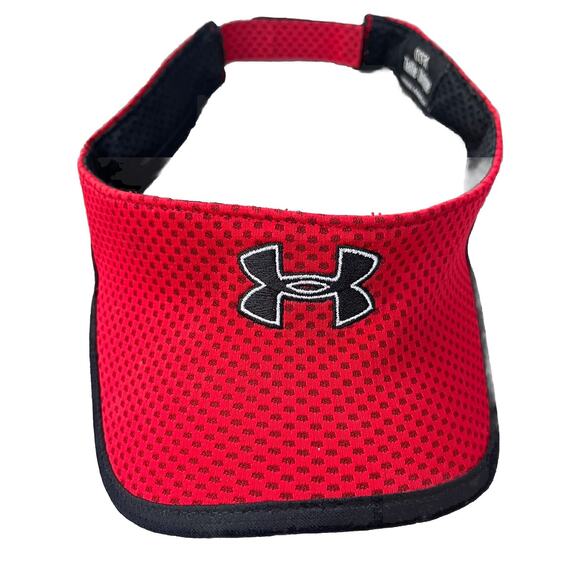 Under Armour Red & Black Golf Classic Logo OSFA Visor cap hat Strapback -NICE! - Picture 1 of 3